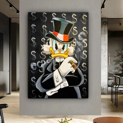 Cartoon Pictures, Duck Poster, Animal Canvas Print, Animal Wall Art, Graffiti Poster, Ready To Hang,(stretched on a high-quality solid frame-70cmx100cm)