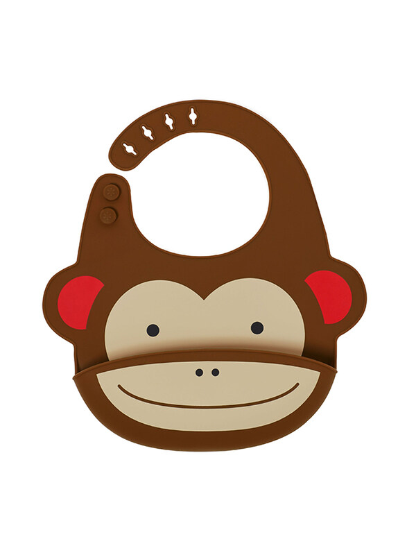 

Skiphop Monkey Zoo Fold & Go Silicone Bib, Brown