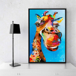 Colorful Animal Wall Art for Kids Room, Cartoon Beautiful Red Lips,Ready to Hang,(stretched on a high-quality solid frame-80cmx120cm)