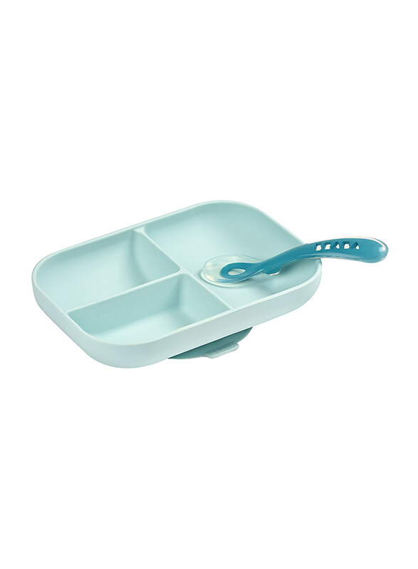 

Beaba Silicone Suction Divided Plate and Spoon Set, Sky