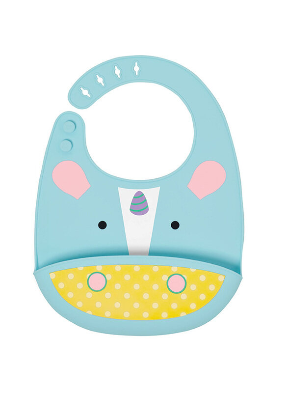 

Skiphop Unicorn Zoo Fold & Go Silicone Bib, Light Blue