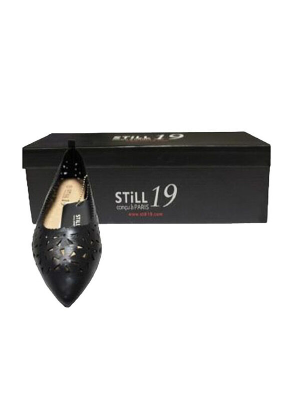 

Still 19 Laser Cut Pointed Toe Ballerinas for Women, 37 EU, JKLB210070-87, Black