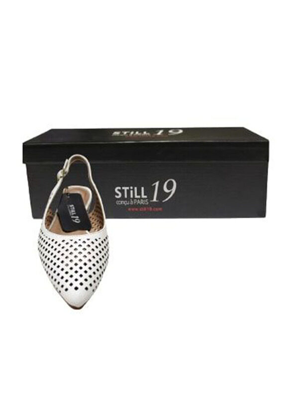 

Still 19 Laser Cut Pointed Toe Ballerinas for Women, 38 EU, JKLB21007-87, White