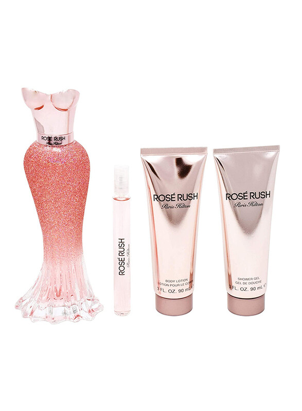 

Paris Hilton 4-Piece Rose Rush Gift Set for Women, 100ml EDP Perfume, 10ml Mini EDP Perfume, 90ml Body Lotion, 90ml Shower Gel