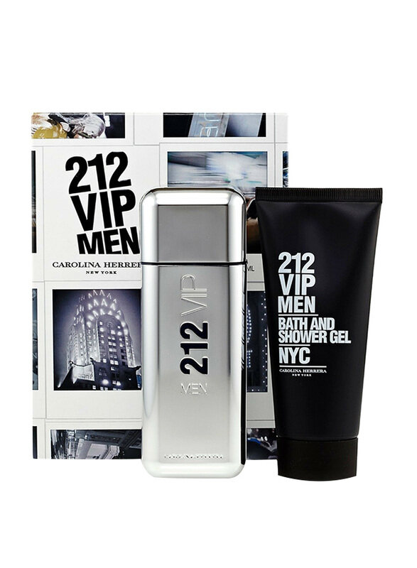 

Carolina Herrera 2-Piece 212 VIP Travel Gift Set for Men, 100ml EDT Perfume, 100ml Bath and Shower Gel