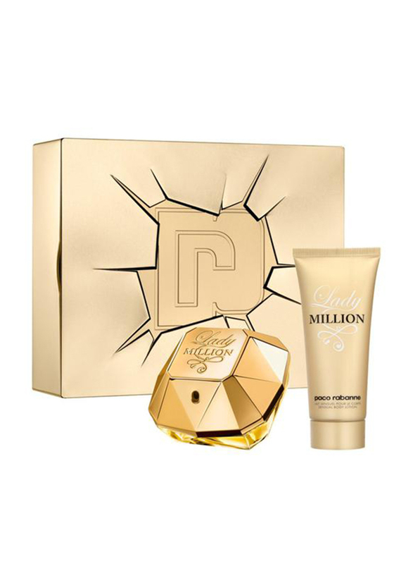 Paco Rabanne 2-Piece Lady Million Gift Set for Women, 80ml EDP, 100ml Body Lotion