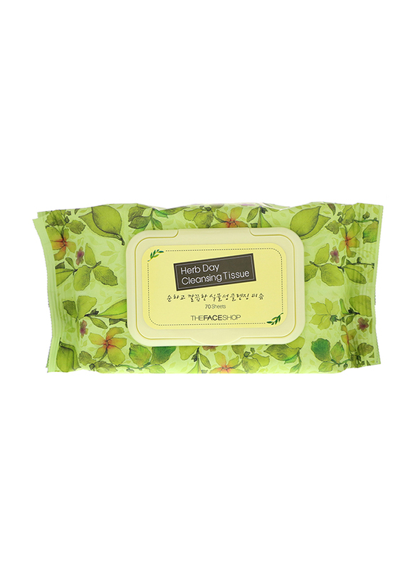 The Face Shop Herb Day Cleansing Tissue, 70 Wipes