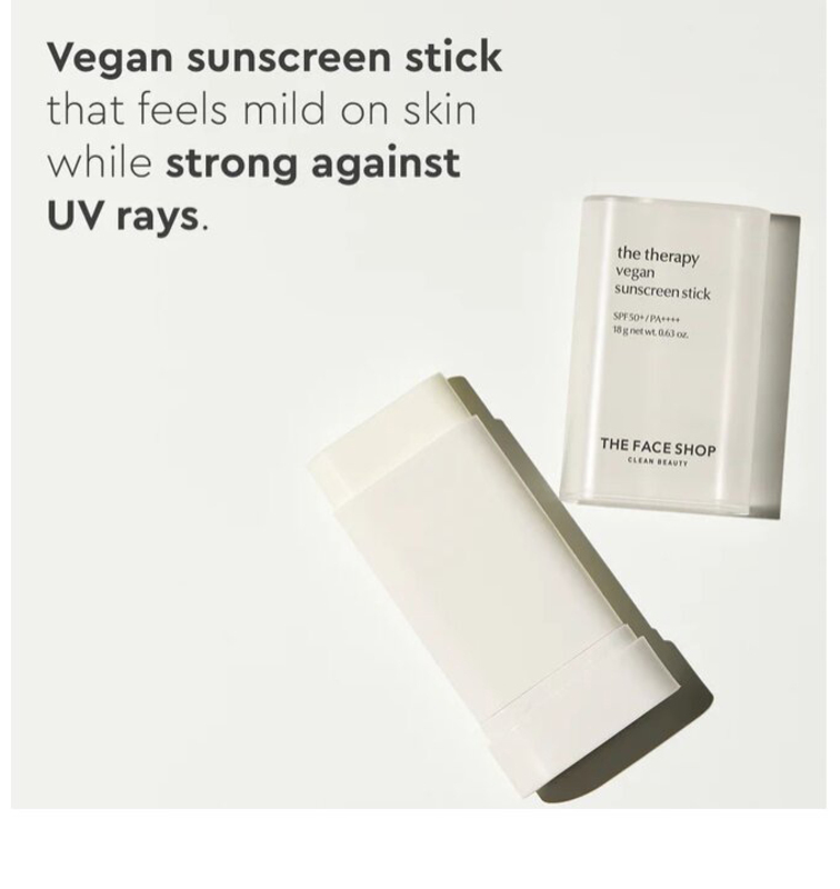 The Face Shop SPF50+ The Therapy Vegan Sunscreen Stick, 18gm
