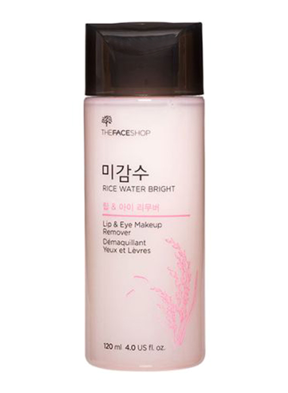 The Face Shop Rice Water Bright Lip & Eye Makeup Remover, 120ml, Pink