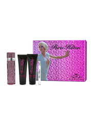 Paris Hilton 4-Piece Perfume Gift Set for Women, 100ml EDP, 10ml Mini Spray, 90ml Body Lotion, 90ml Bath and Shower Gel