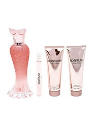 Paris Hilton 4-Piece Rose Rush Gift Set for Women, 100ml EDP, 10ml EDP Pencil Spray, 90ml Body Lotion, 90ml Shower Gel