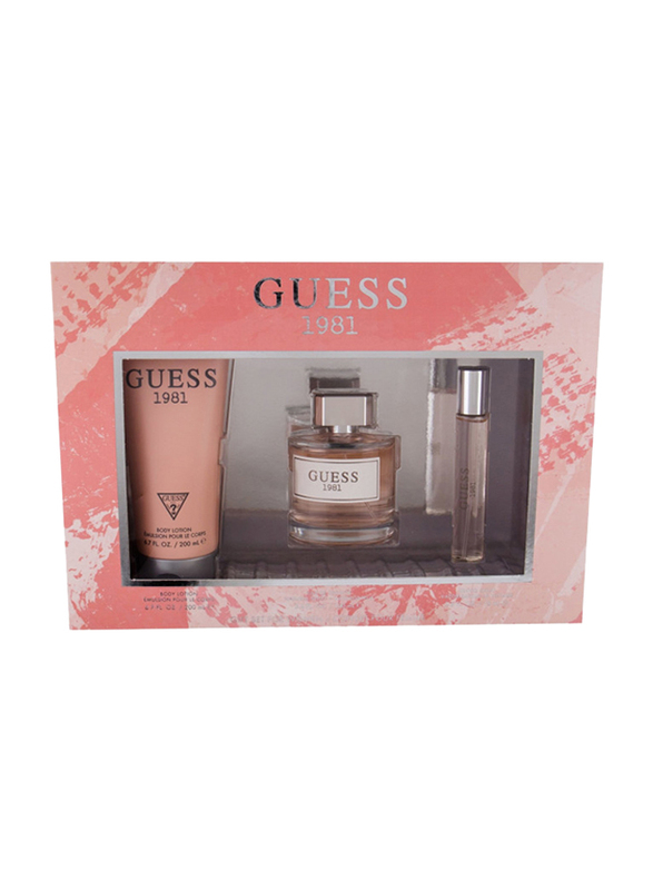 Guess 3-Piece Guess 1981 Gift Set for Women, 100ml EDT, 200ml Body Lotion, 15ml Mini EDT