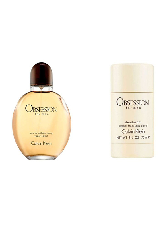 Calvin Klein 2-Piece Obsession Gift Set for Men, 125ml EDT, 75gm Deo Stick