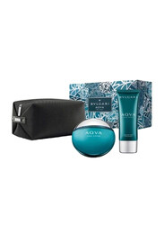 Bvlgari 3-Piece Aqva Pour Homme Gift Set for Men, 100ml EDT, 100ml After Shave Balm, Pouch