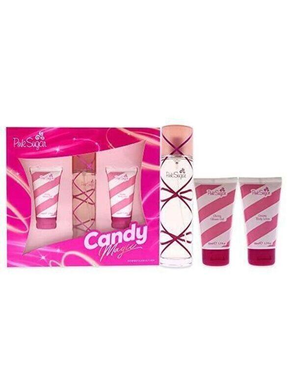 Aquolina Pink Sugar Candy Magic Set Edt 100ml+Creamy Body Lotion 50Ml+Glossy Shower Gel 50Ml for Women