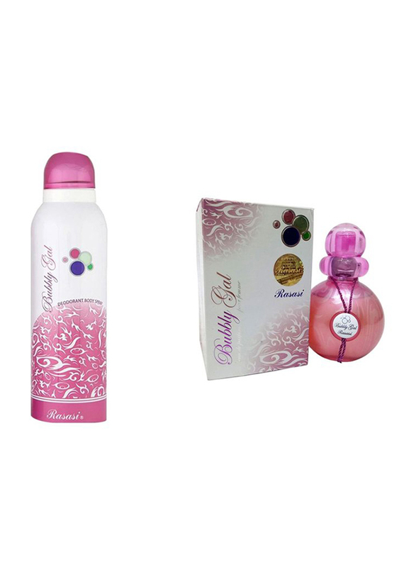 Rasasi 2-Piece Bubbly Gal Gift Set For Women, 50ml EDP, 200ml Deodorant