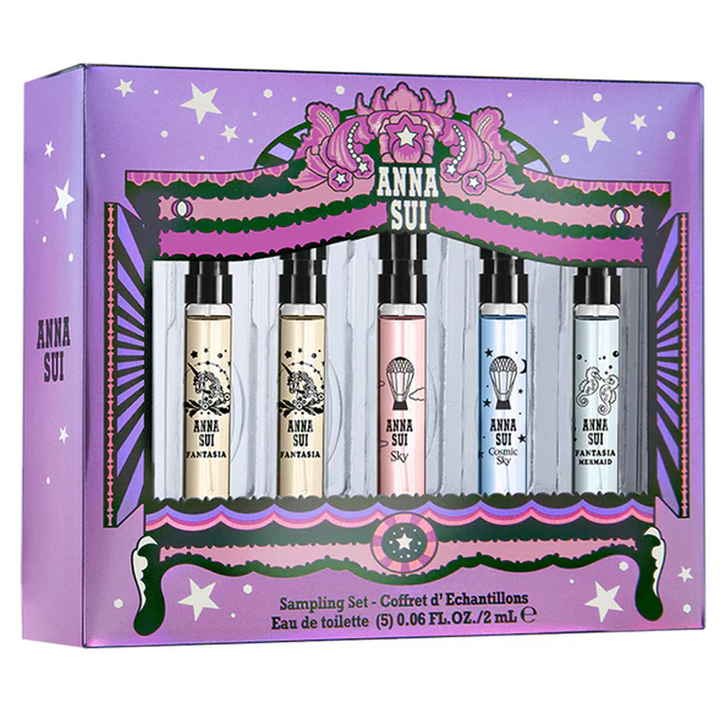 

Anna Sui EDT Perfume 5 X 2Ml (Cosmic Sky + Sky + Fantasia Mermaid + Fantasia + Fantasia) Vials Set