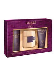 Guess 3-Piece Gold Gift Set for Men, 75ml EDT, 200ml Shower Gel, 226ml Body Spray