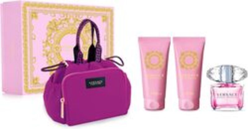Versace Bright Crystal Set Edt 90ml + Luminous B/L 100ml + Prfm Bath&S/G 100ml+ S/Makeup Case for Women
