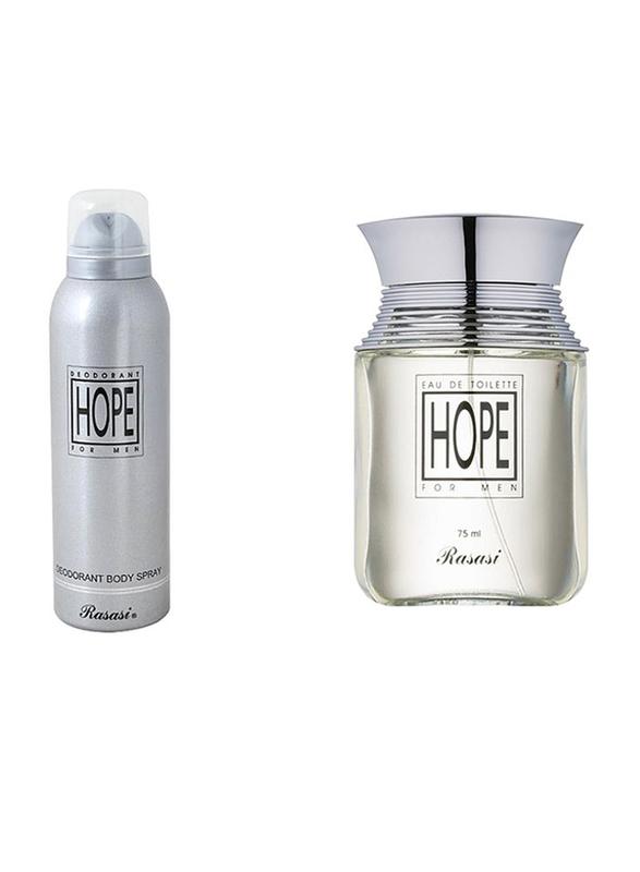 Rasasi 2-Piece Hope Gift Set For Men, 75ml EDT, 200ml Deodorant
