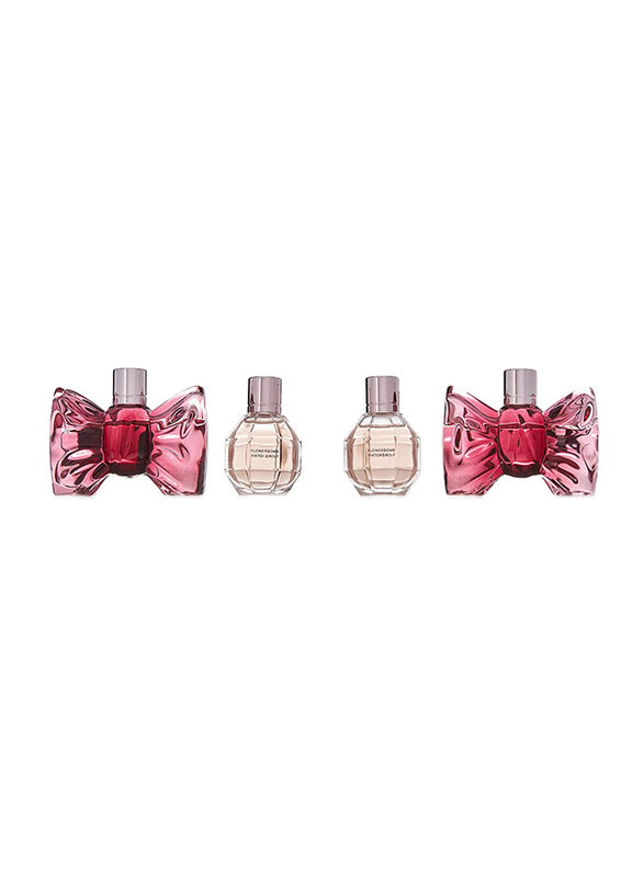 Viktor & Rolf 4-Piece Flowerbomb+Bonbon Mini Gift Set Travel Collection for Women, 4 x 7ml EDP