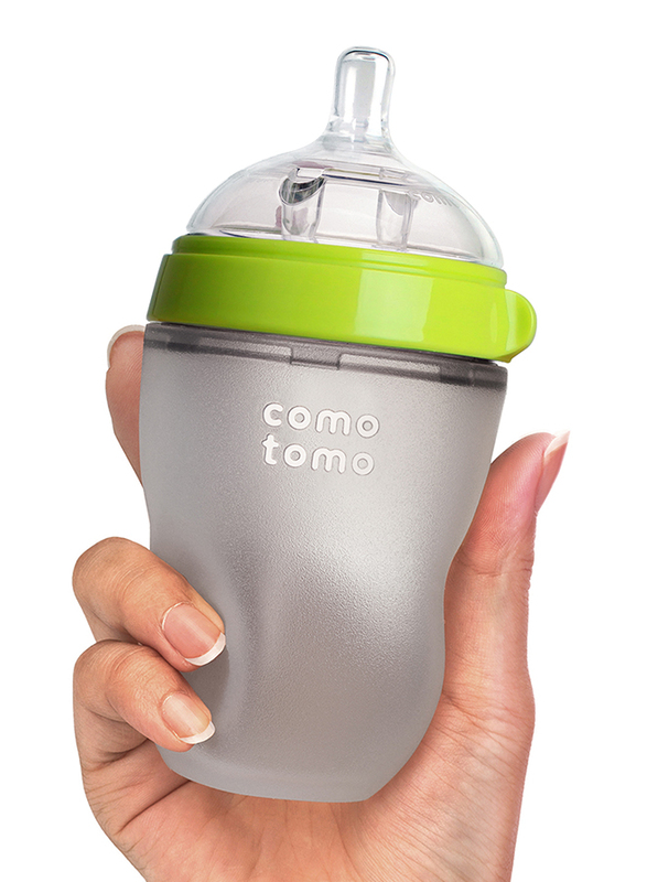 Comotomo Natural Feel Baby Bottle, Single Pack, 250ml, Green/Clear