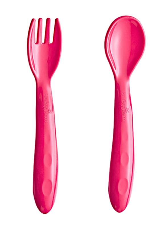 Babyjem Baby Spoon and Fork Set, 12+ Months, Red