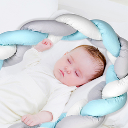 Babyjem Plush Crib & Bed Side Protector, Sky/Grey