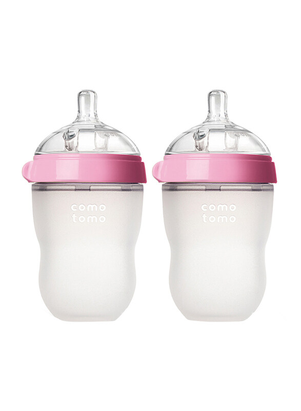 

Comotomo Natural Feel Baby Bottle, Double Pack, 250ml, Pink/Clear