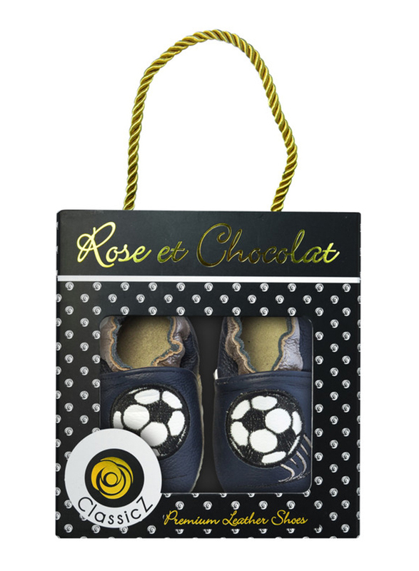 Rose et Chocolat Classic Soccer Star Shoes, 12-18 Months, Navy Blue