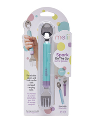 Melii Detachable Spoon & Fork with Carrying Case, Blue/Purple