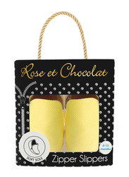 Rose et Chocolat Rubber Soles Zipper Slippers, 6-12 Months, Yellow