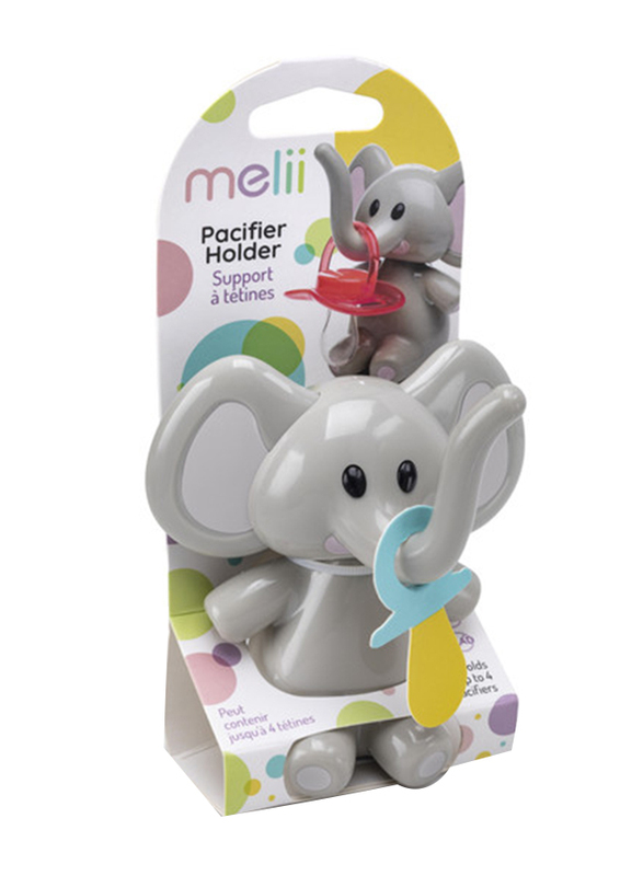 Melii Elephant Pacifier Holder, Grey