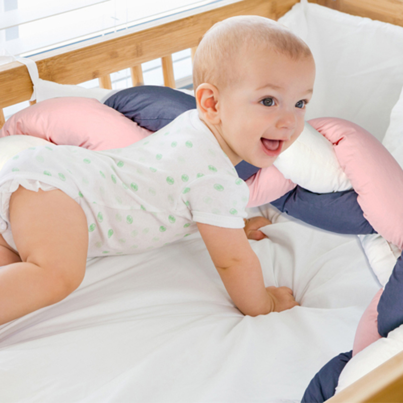 Babyjem Plush Crib & Bed Side Protector, Pink/Blue