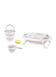 Babyjem 5-Piece Folding Bath Set for Babies, Newborn, Pink
