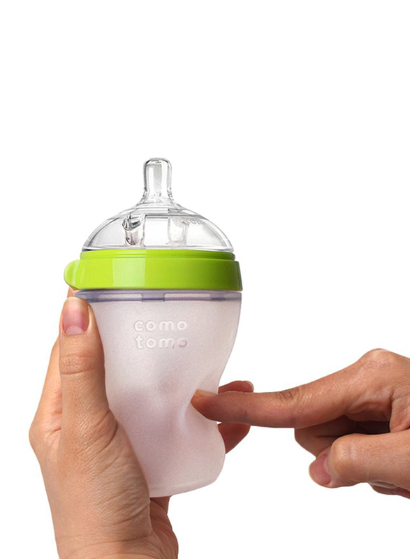 Comotomo Natural Feel Baby Bottle, Single Pack, 250ml, Green/Clear