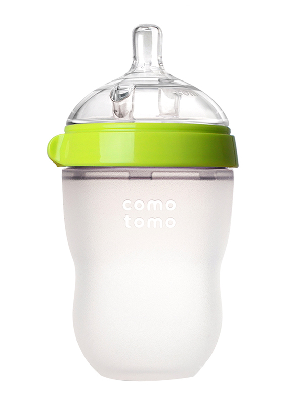 Comotomo Natural Feel Baby Bottle, Single Pack, 250ml, Green/Clear