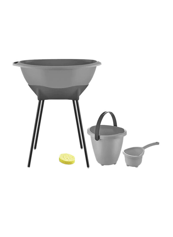 

Babyjem 4-Piece Elegant Bath Tub Set for Babies, Newborn, Grey