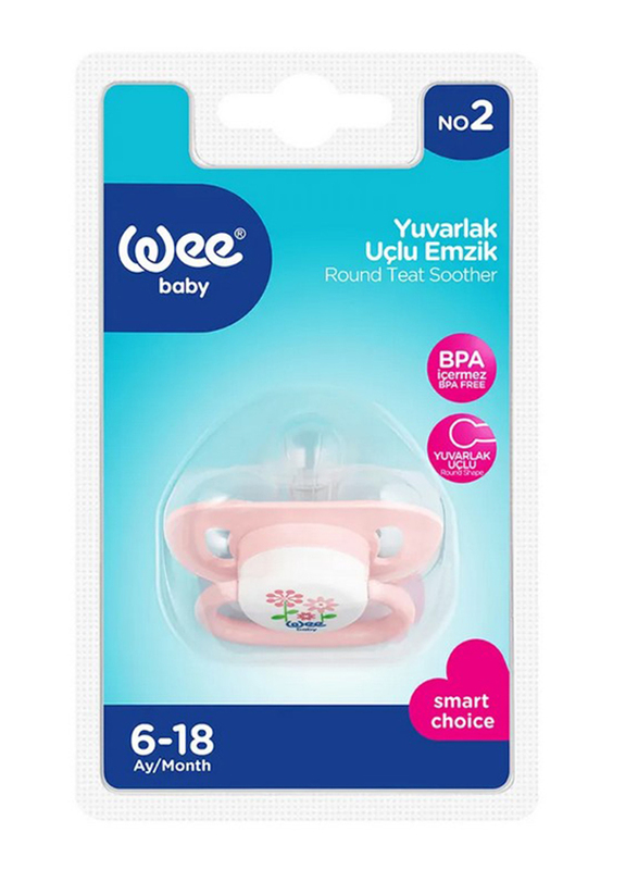 Wee Baby Opaque Oval Body Round Teat Soother, 6-18 Months, Pink