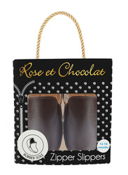Rose et Chocolat Rubber Soles Zipper Slippers, 18-24 Months, Brown