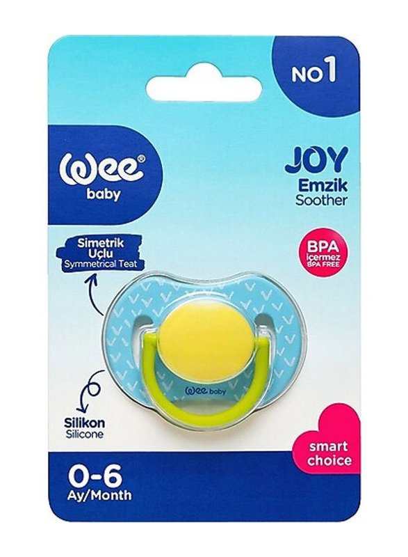 Wee Baby Joy Symmetrical Tip Pacifier, 0-6 Months, Blue