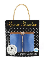 Rose et Chocolat Soft Soles Zipper Slippers, 6-12 Months, Navy Blue