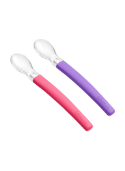 Wee Baby Double Set of Feeding Spoon Silicone Tip, 6 Month+, Pink/Purple