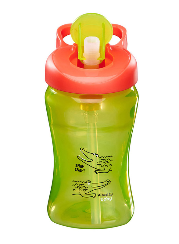 Vital Baby Hydrate Sippy Straw 340ml, Green/Orange