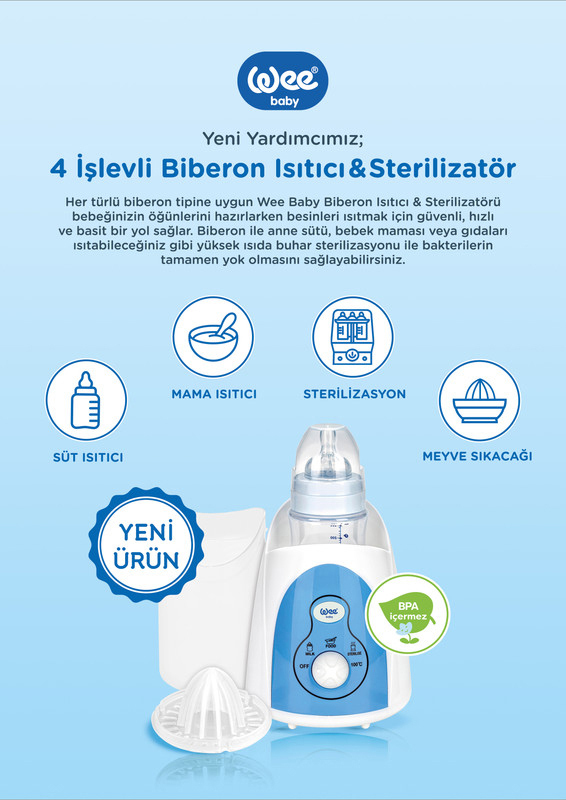 Wee Baby 4-in-1 Bottle Warmer & Sterilizer, White