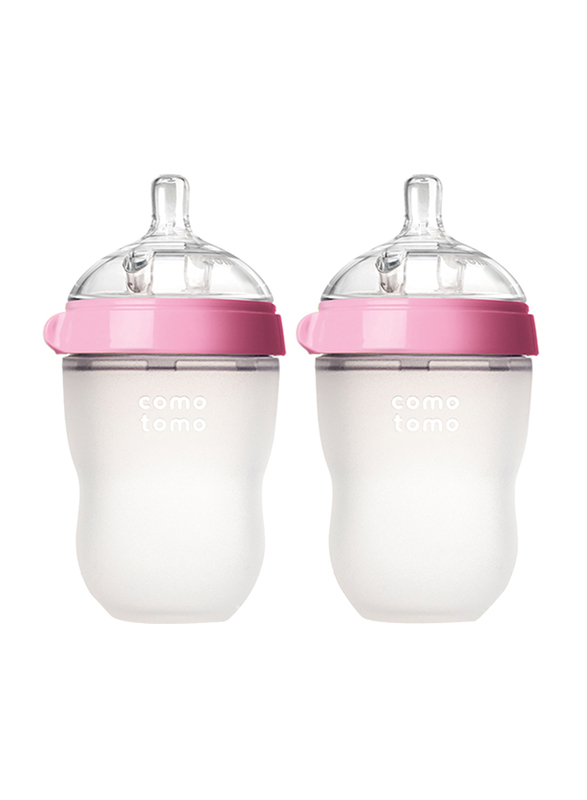 Comotomo Natural Feel Baby Bottle, Double Pack, 250ml, Green/Clear