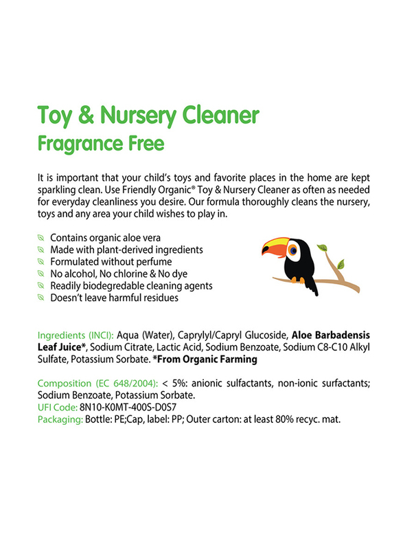 Friendly Organic 250ml Fragrance Free Toy & Nursery Cleaner, Clear