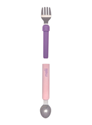 Melii Detachable Spoon & Fork with Carrying Case, Pink/Purple