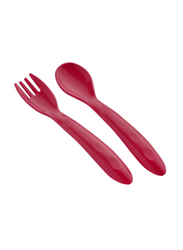 Babyjem Baby Spoon and Fork Set, 12+ Months, Red