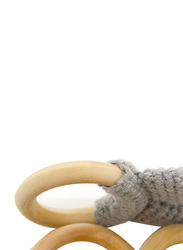 Babyjem Amigurumi Wooden Ring Teether for Baby, 4+ Months, Grey